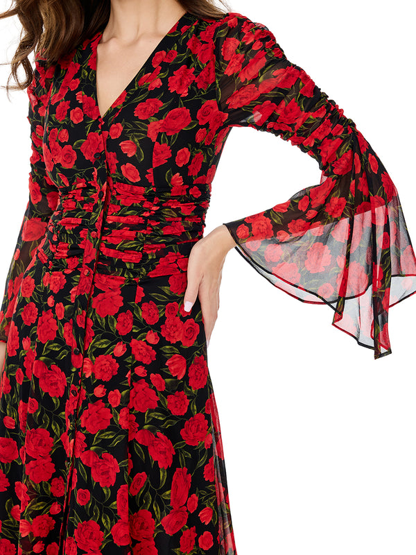 Bloom Flroal Print Ruffles Dress