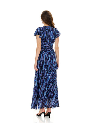 Tie Dye Print Layered Ruffles Dress