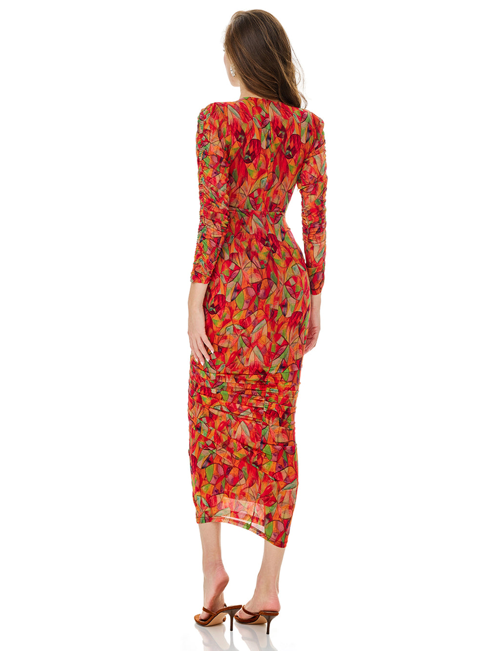Floral Print Drawstring Ruched Bodycon Dress