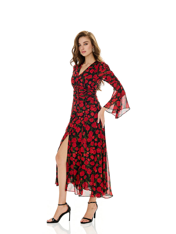 Bloom Flroal Print Ruffles Dress