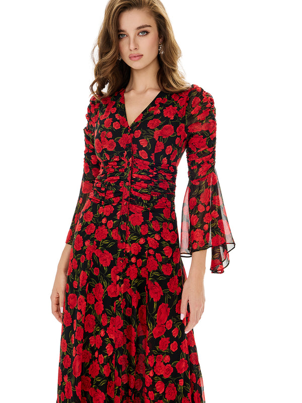 Bloom Flroal Print Ruffles Dress