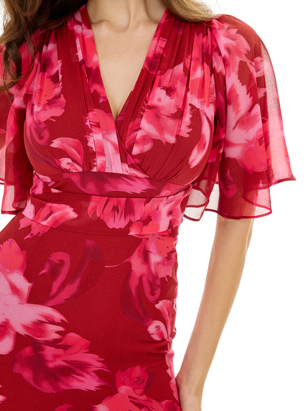 Floral Print Layered Ruffles Dress
