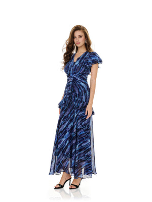 Tie Dye Print Layered Ruffles Dress