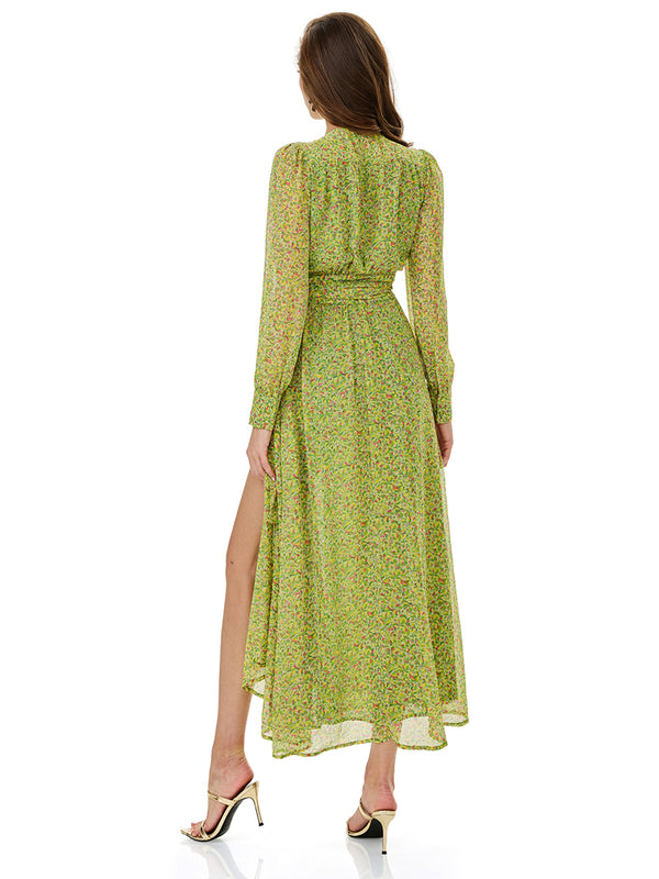 Botanical Floral Print Belted Wrap Dress