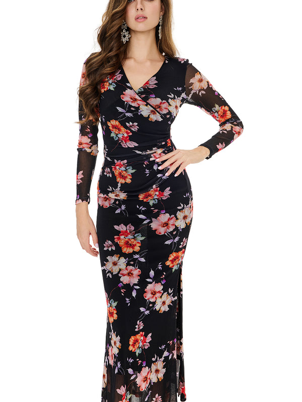 Floral Print Side Slit Bodycon Dress